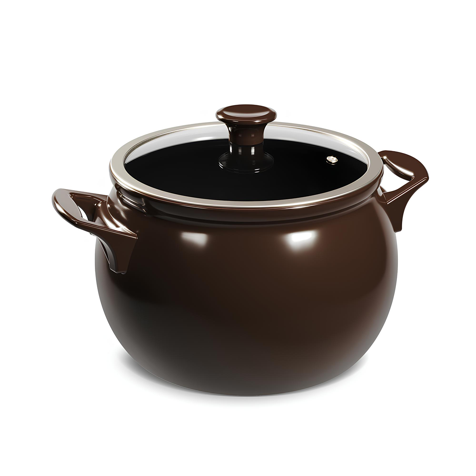 CAÇAROLA CERÂMICA TAMPA VIDRO 18CM 3L CHOCOLATE NEW PREMIERE  