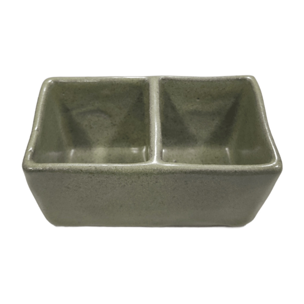 PORTA SACHÊ CERÂMICA STONEWARE NATIVA 2 DIVISÕES 10,5X6CM VERDE REAL 