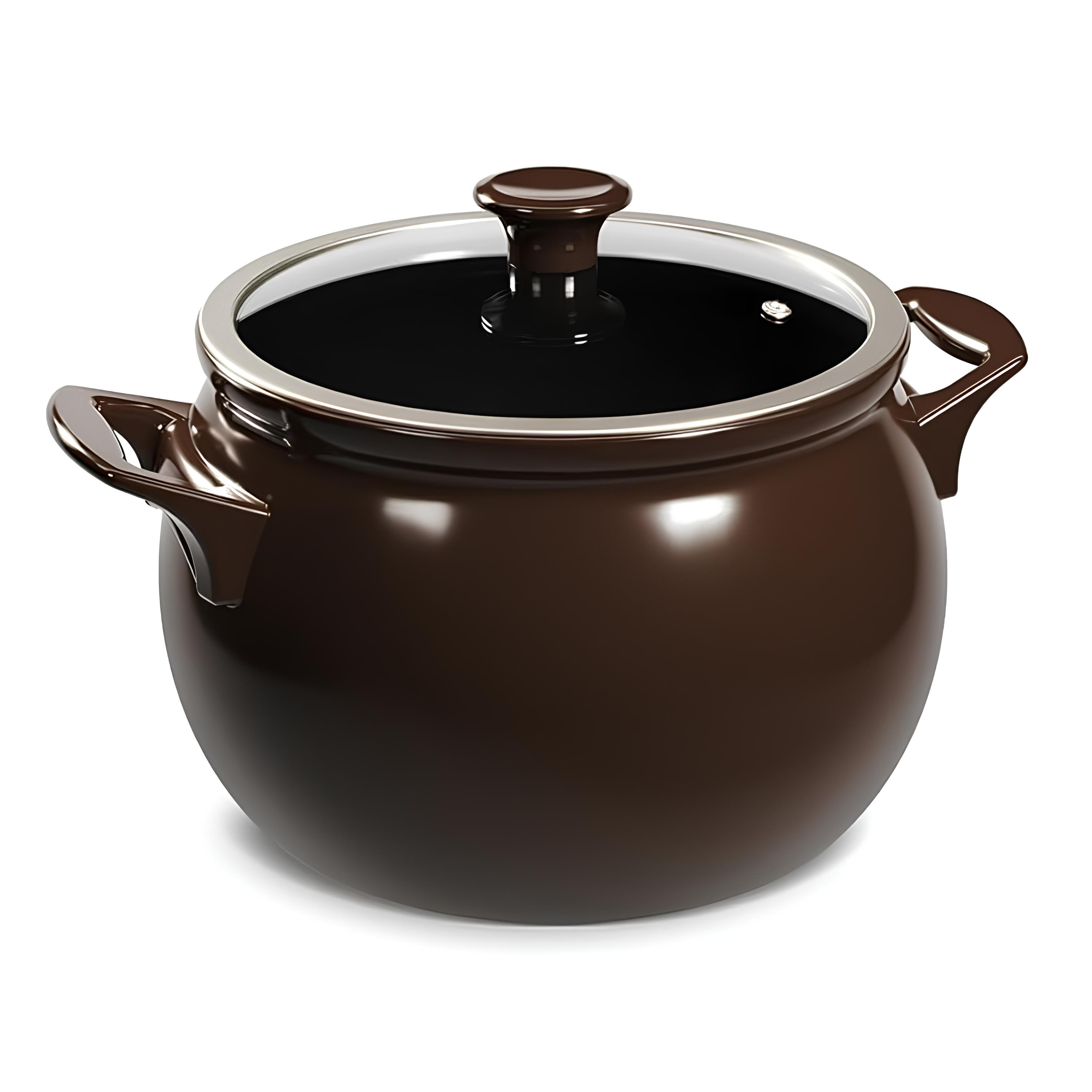 CAÇAROLA CERÂMICA TAMPA VIDRO 4L 20CM CHOCOLATE NEW PREMIERE  