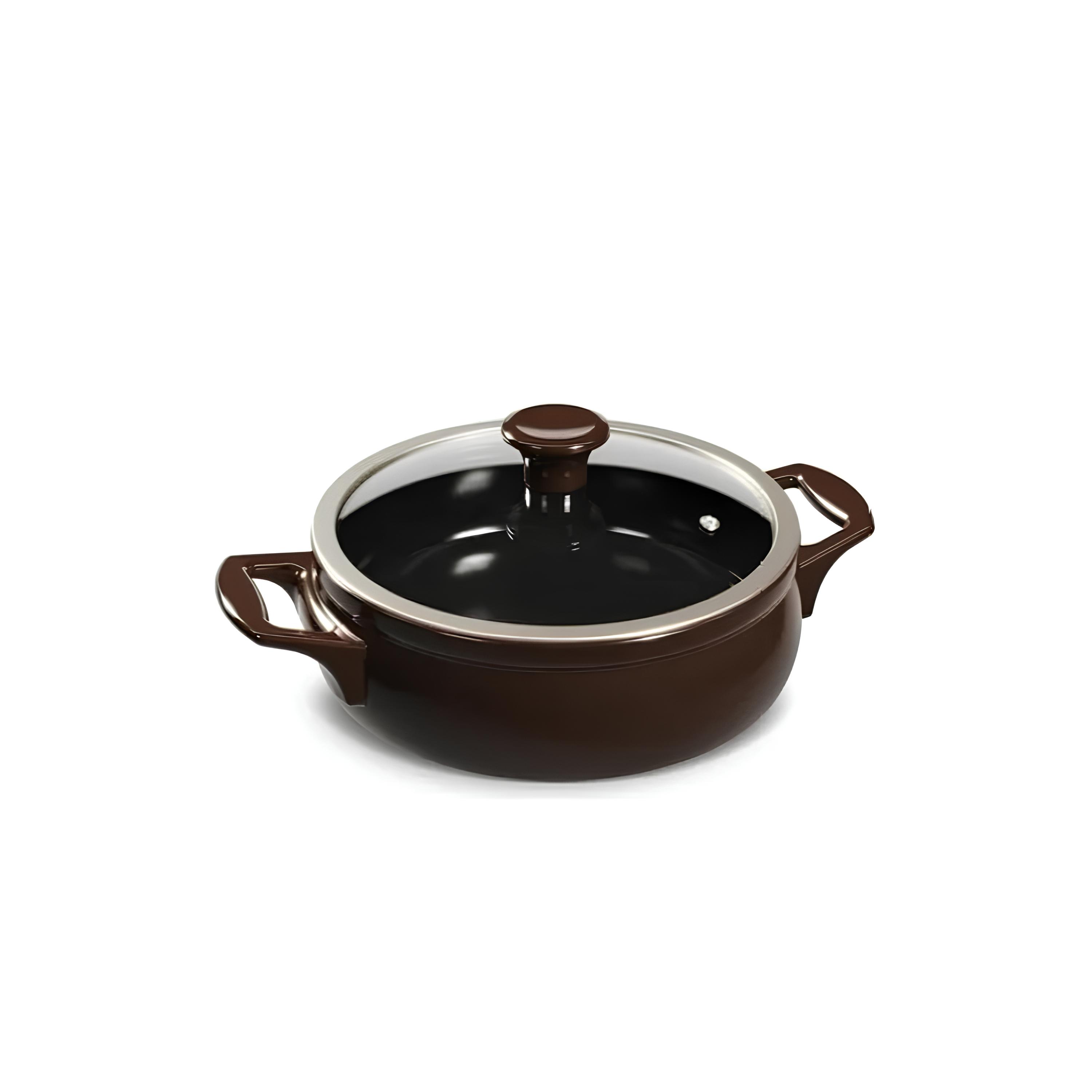 CAÇAROLA RISOTTO CERÂMICA TAMPA VIDRO 2L 24CM CHOCOLATE NEW PREMIERE 