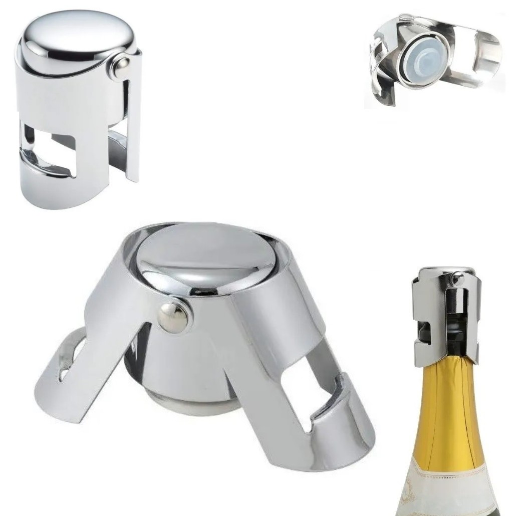TAMPA CHAMPAGNE METAL 4CM PRESSÃO CROMADA
