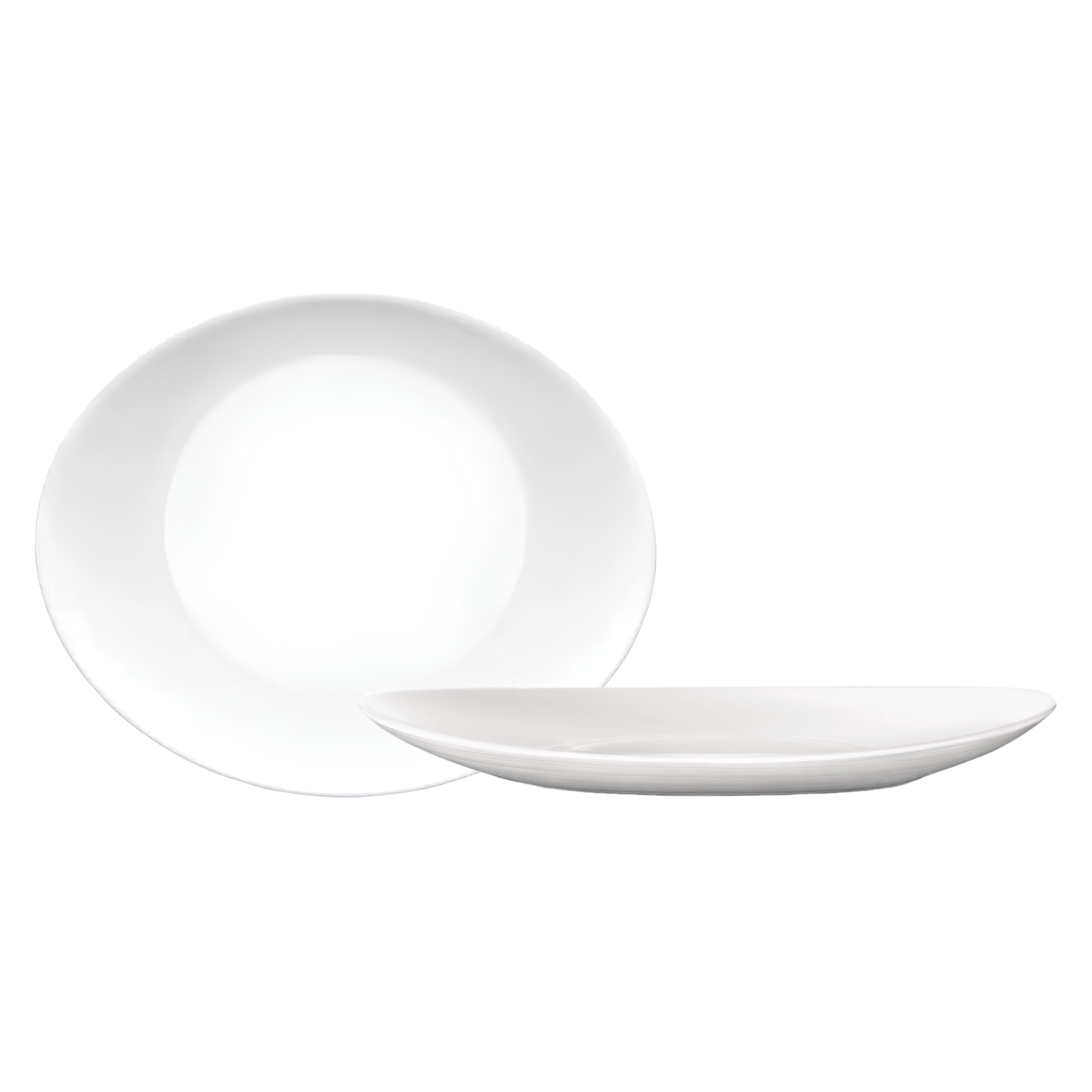 PRATO STEAK OVAL VIDRO TEMPERADO OPALINO 32X26CM H2,5CM PROMETEO