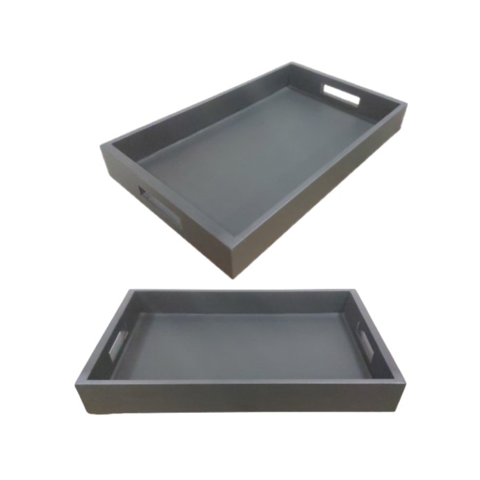 BANDEJA MDF/COURO SINTÉTICO 45X32CM PRETA      