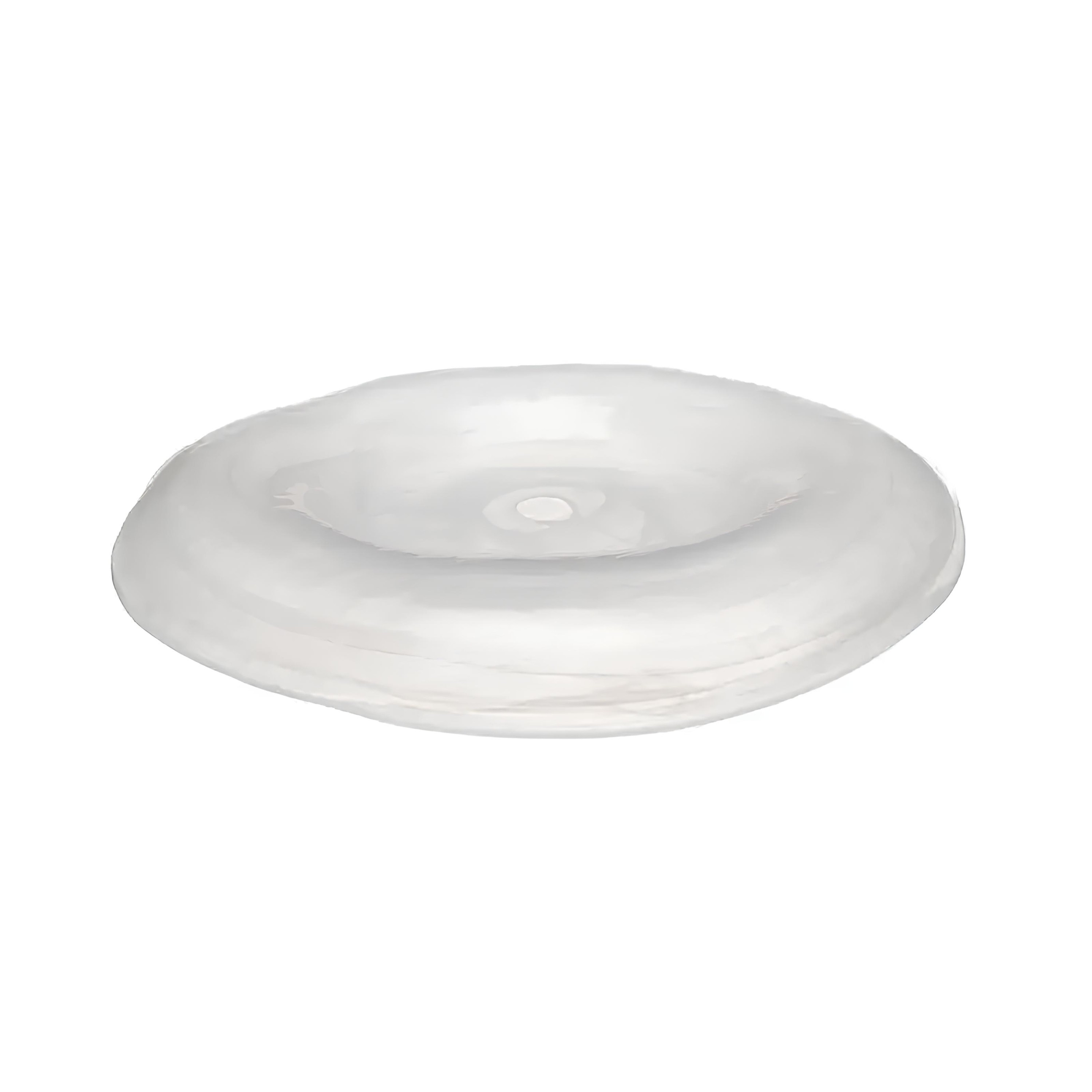 PRATO MESA VIDRO Ø25CM H2,5CM ALABASTER BRANCO HELIX