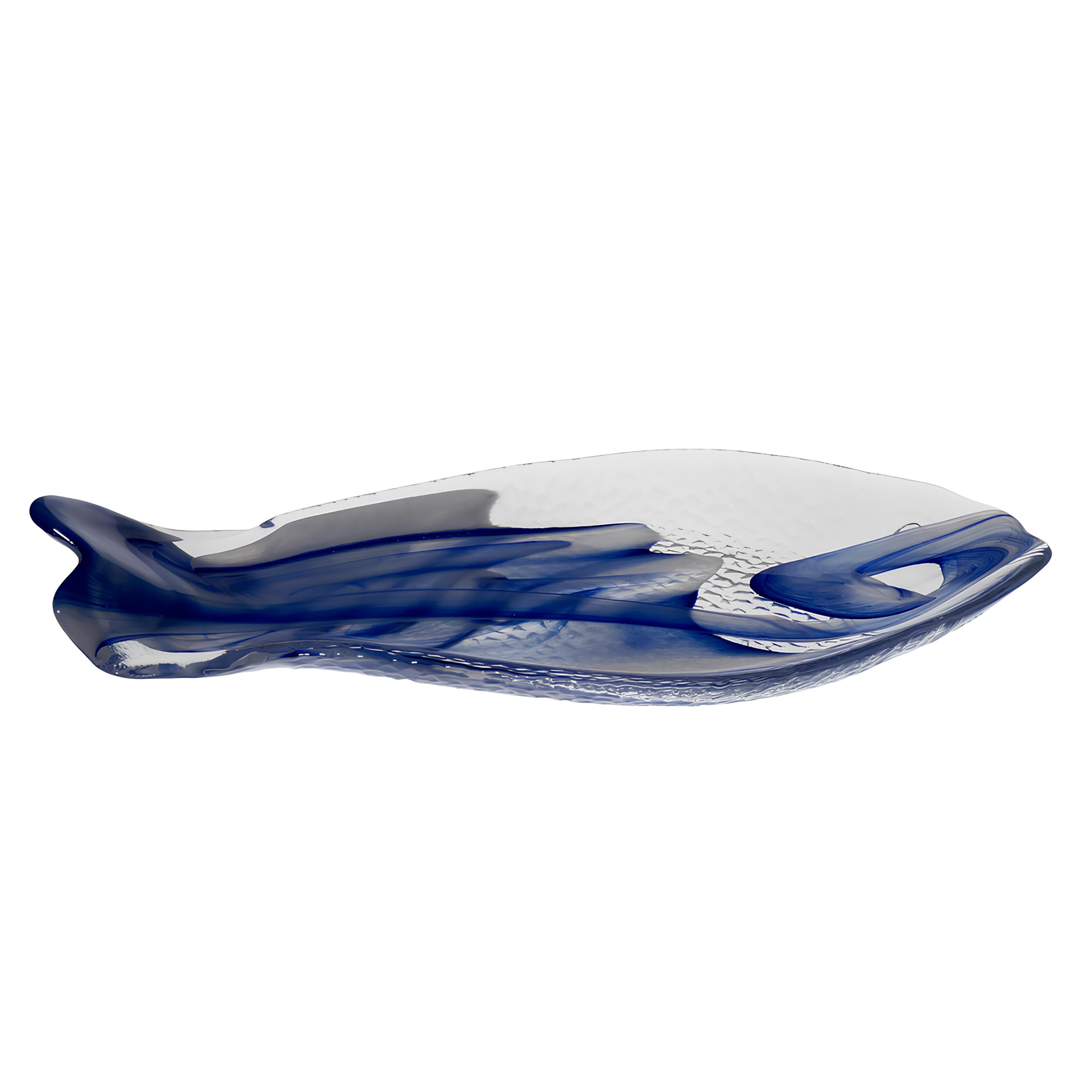 TRAVESSA PEIXE VIDRO 43,5X20,5CM H5CM AQUARIUM ALABASTER AZUL/BRANCO
