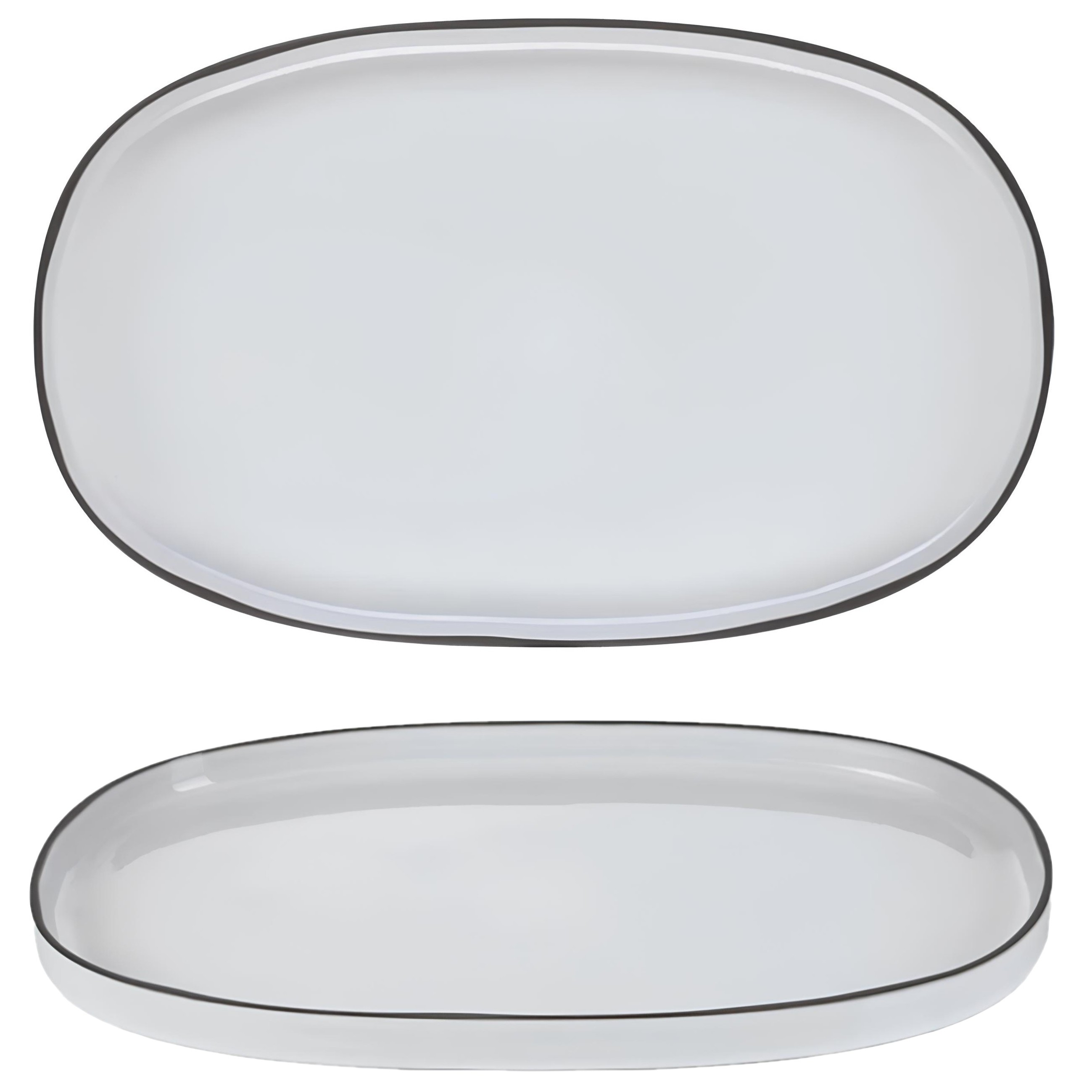 TRAVESSA OVAL STONEWARE 46,5X28,5CM H3CM BRANCO CARACTERE