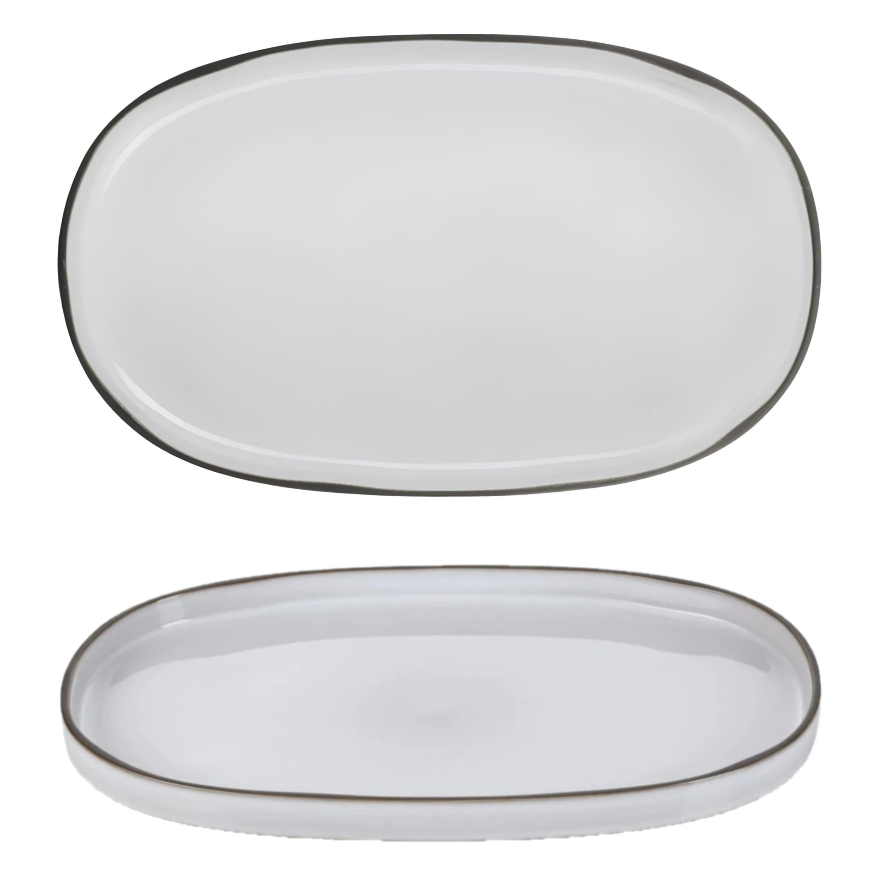 TRAVESSA STONEWARE 35,5X22CM H2,5CM BRANCO CARACTERE