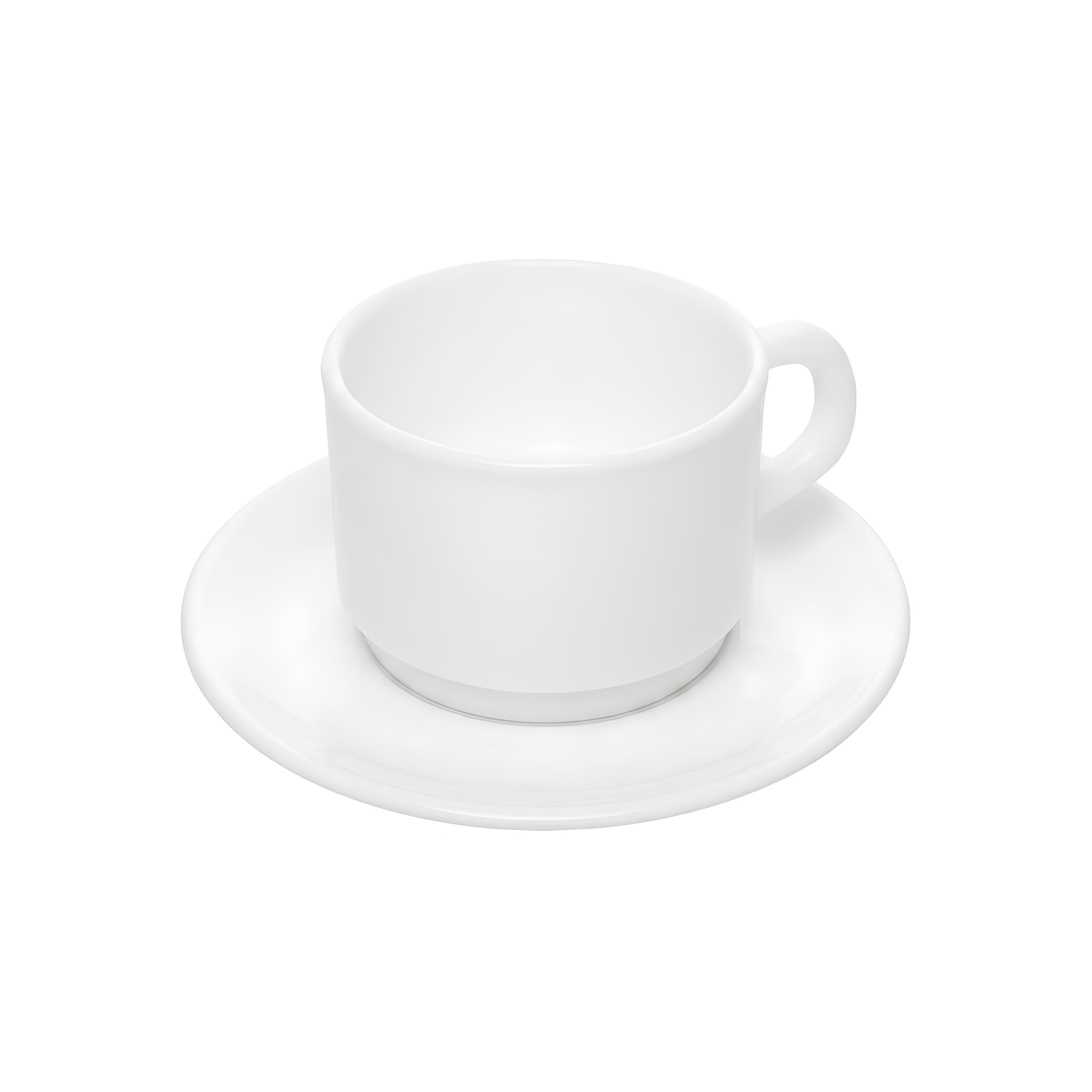 KIT XÍCARA + PIRES CAFÉ VIDRO TEMPERADO 85ML Ø11,5CM H4,5CM OPALINE