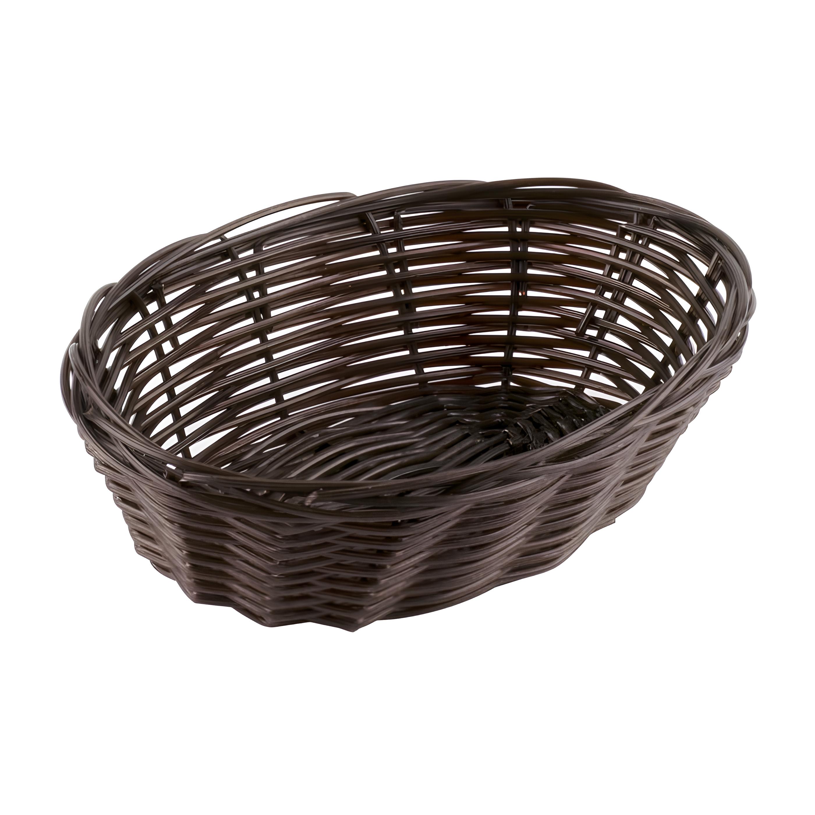 CESTA OVAL POLY-RATTAN 18X13CM MARROM      