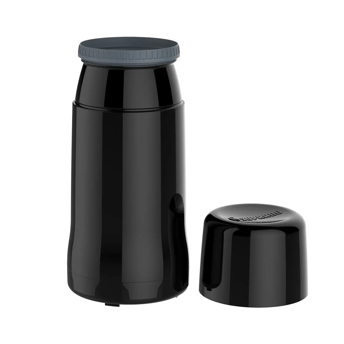 MINI BULE TÉRMICO AMPOLA VIDRO 250ML 18,5CM PRETO   