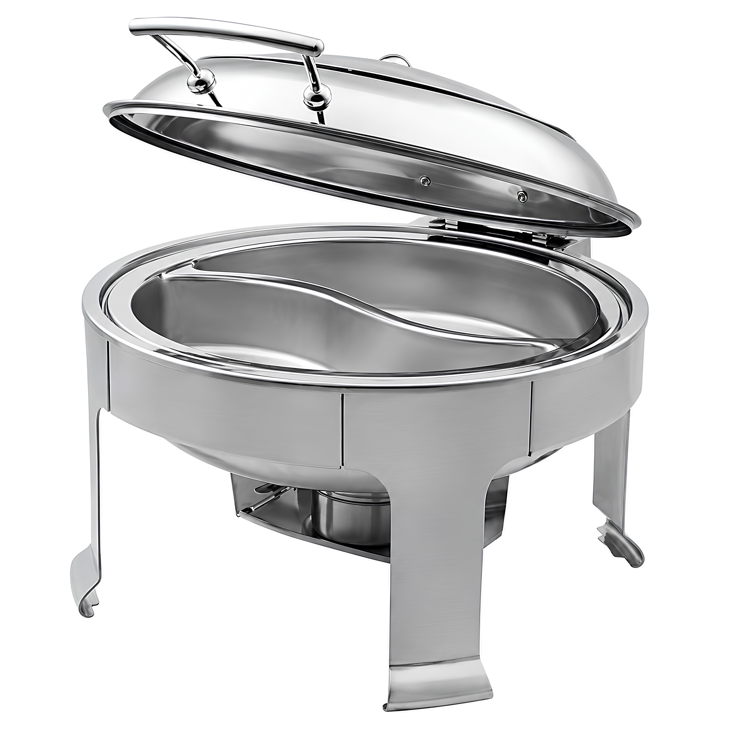 RECHAUD REDONDO INOX TAMPA VIDRO 90º 42,5CM 32,5CM   