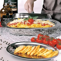 TRAVESSA RASA OVAL INOX 45X34CM      