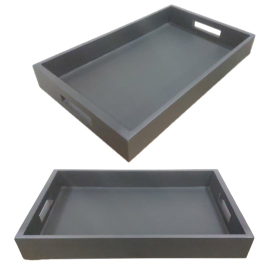 BANDEJA MDF/COURO SINTÉTICO 60X40CM PRETA      